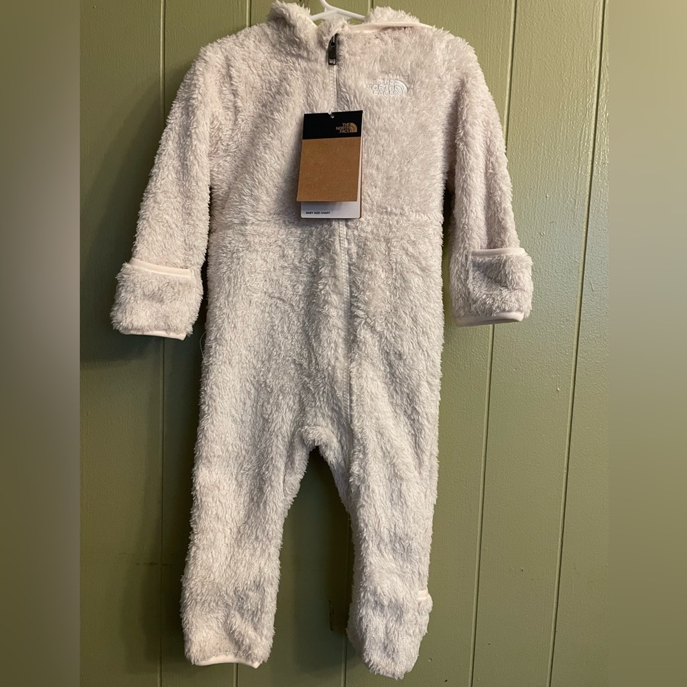 The North Face Kids Fleece Footie - light cream & silver 12-18months